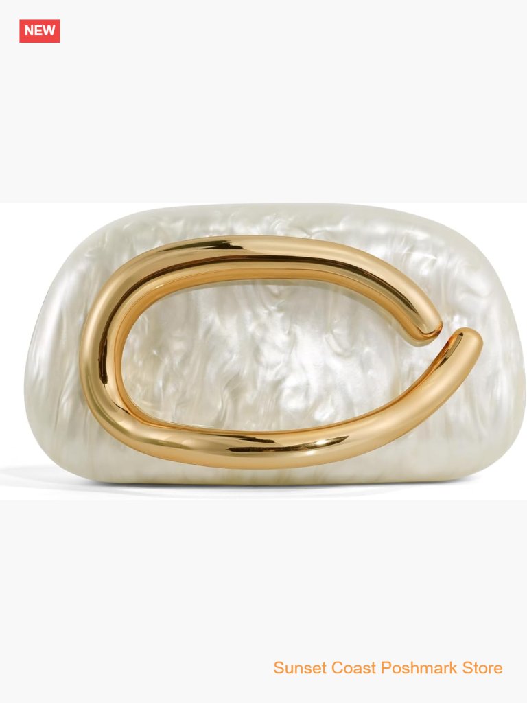 Pu Leather Marble Acrylic Evening Clutch With Chain Shoulder Strap Metal Handle